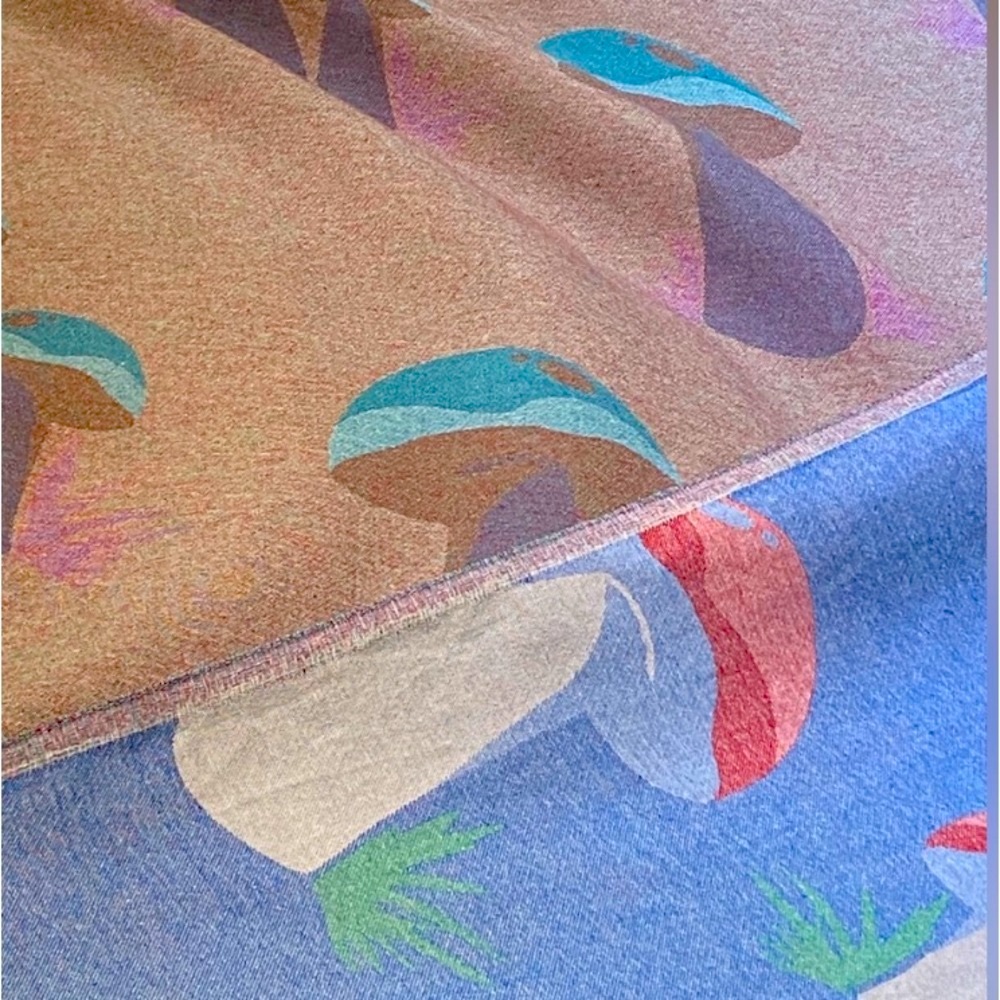 FLiPSiDE Loom Weave Throw Blanket Red Mushroom Teal Mushroom Organic Cotton NEW - Picture 8 of 16